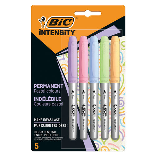 Astuccio 5 Marcatori Intensity Punta Tonda Colori Assortiti Pastel Bic