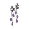 Orecchini A Ciuffetto Con Fiore Di Iris Dipinto A Mano, Perle Naturali  E Cristalli Ametista-Bottega Boccadamo