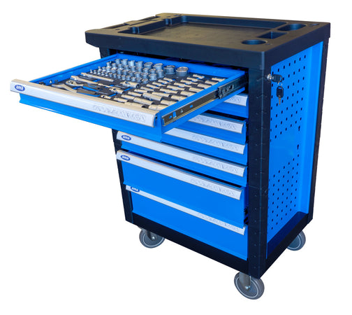 Carrello porta attrezzi professionale da officina Ama 7 cassetti 253 attrezzi assortiti