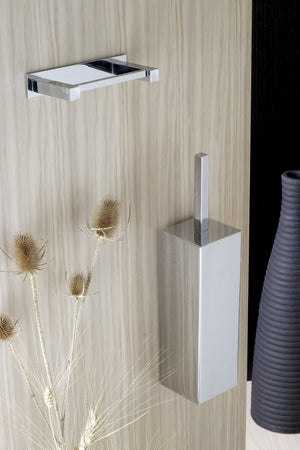 Porta scopino bagno quadrato a parete in ottone cromato - scopino bagno