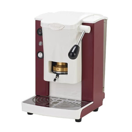 Faber piccola slot basic - macchina per caffe con pressacialda in ottone - telaio in metallo borgogna e frontale in policarbonato bianco - FABNSMPBORBBAS