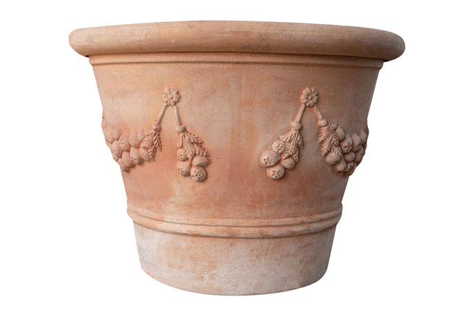 Biscottini Vaso Terracotta Galestro festonato Biscottini fatto a mano Italia D115 H80