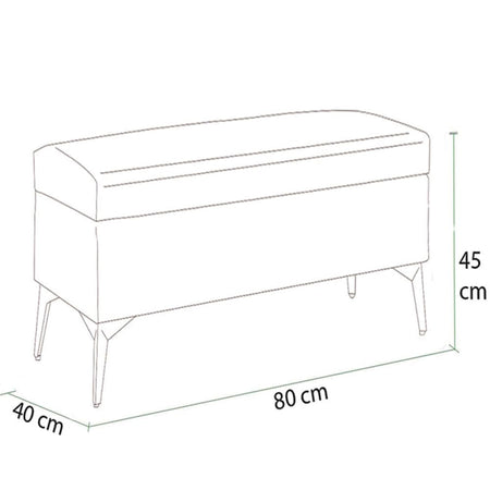 Cassapanca Pouf Contenitore Pelle Ecologica Divanetto Contenitore 80x40 H45cm Beige