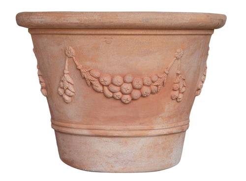 Biscottini Vaso in terracotta Galestro festonato 100% Made in Italy, interamente fatto a mano