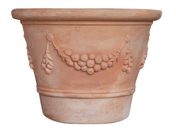 Biscottini Vaso in terracotta Galestro festonato 100% Made in Italy, interamente fatto a mano