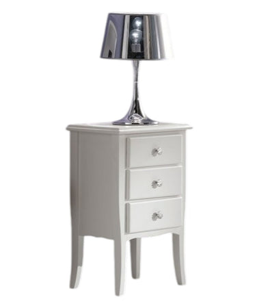 MOBILI 2G - Comodino 3 Cassetti shabby Legno Massiccio bianco 45x34X71 (3022)