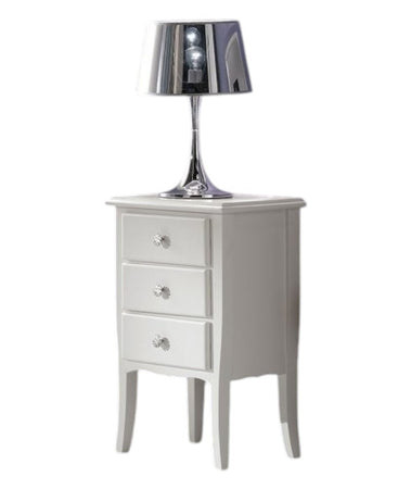 MOBILI 2G - Comodino 3 Cassetti shabby Legno Massiccio bianco 45x34X71 (3022)
