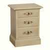 MOBILI 2G - Comodino 3 cassetti legno shabby avorio anticato decori 50x38x65