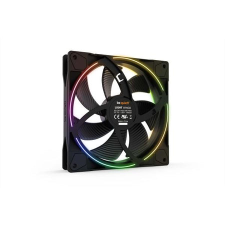 be quiet! Light Wings PWM Addressable RGB Fan Pack, 140mm, 1500RPM, 4-Pin PWM Fan & 3-Pin ARGB Connectors, Black Frame, Black Blades, ARGB Lighting on Front & Rear, Addressable RGB Hub Included