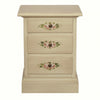 MOBILI 2G - Comodino 3 cassetti legno shabby avorio anticato decori 50x38x65