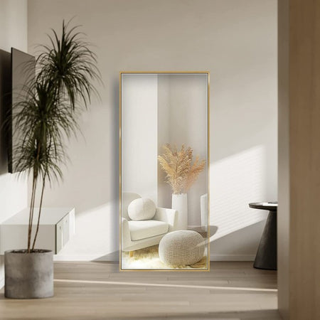 Specchio rettangolare da appoggio o sospeso con profilo oro o nero