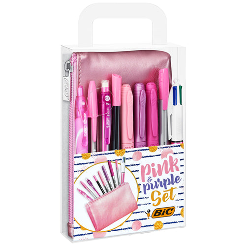 Set Scrittura+Astuccio Pink Purple - Bic