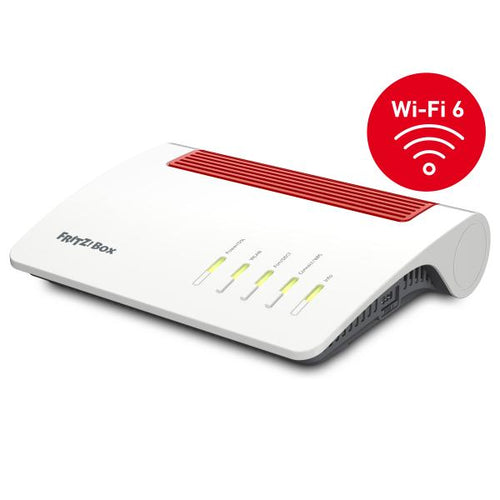 Router Modem AVM FRITZ!BOX 7590 AX INTERNATIONAL - Wireless-AC Dual Band ADSL2+ - Wi-Fi 6 fino a 2.400 Mbit/s + 1.200 Mbit/s - 4 porte LAN Gigabit, 1 porta WAN Gigabit, 2 porte USB 3.0 - Per telefoni