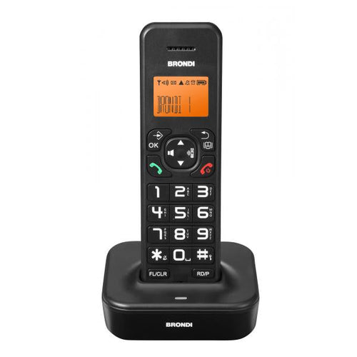 BRONDI BRAVO STAR (NERO) - TELEFONO CORDLESS SINGOLO - TASTI GRANDI - VIVAVOCE
