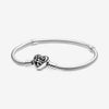 Pandora  Bracciale con maglia snake, chiusura a cuore e albero della vita