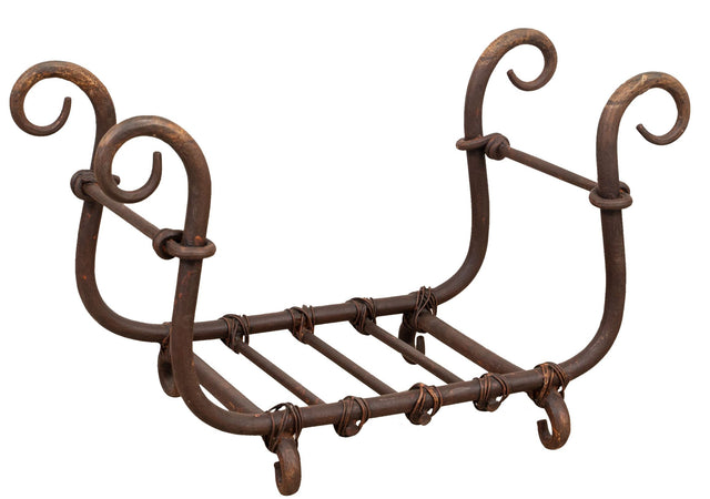 Biscottini Portalegna in ferro battuto lavorato a mano L60XPR30XH36 cm Comodo pratico