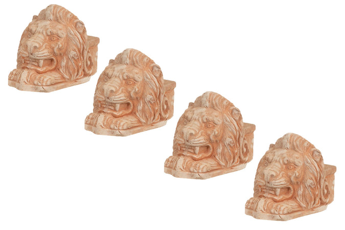 Biscottini Set 4 Piedini TESTA DI LEONE sottovaso per vasi in Terracotta Toscana 100% Made In Italy interamente Lavorata a Mano