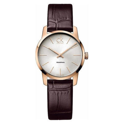 Orologio CALVIN KLEIN donna City solo tempo pelle marrone / oro rosa