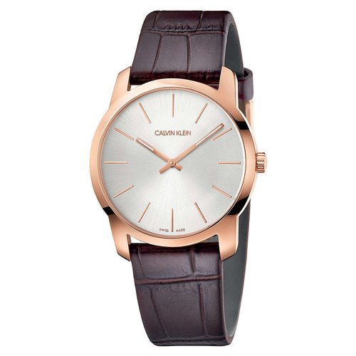 Orologio CALVIN KLEIN uomo City tempo pelle marrone / bianco