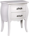 MOBILI 2G - Comodino 2 cassetti bombato legno shabby bianco 50x30x60