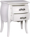 MOBILI 2G - Comodino 2 cassetti bombato legno shabby bianco 50x30x60