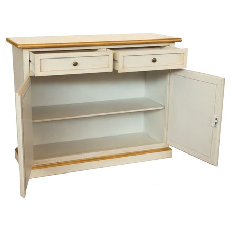 Credenza 2 Ante legno shabby avorio anticato decorato filo oro 105X42X85