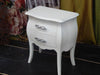 MOBILI 2G - Comodino 2 cassetti bombato legno shabby bianco 50x30x60