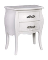 MOBILI 2G - Comodino 2 cassetti bombato legno shabby bianco 50x30x60