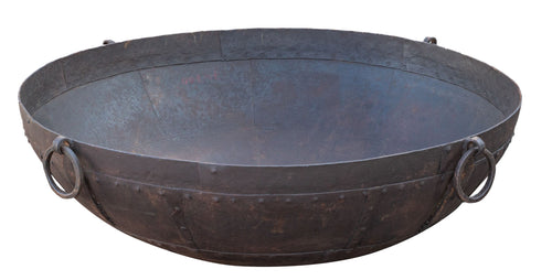 Biscottini Biscottini Vecchio Contenitore Crogiolo Ferro Battuto Lavorato Mano 127x41