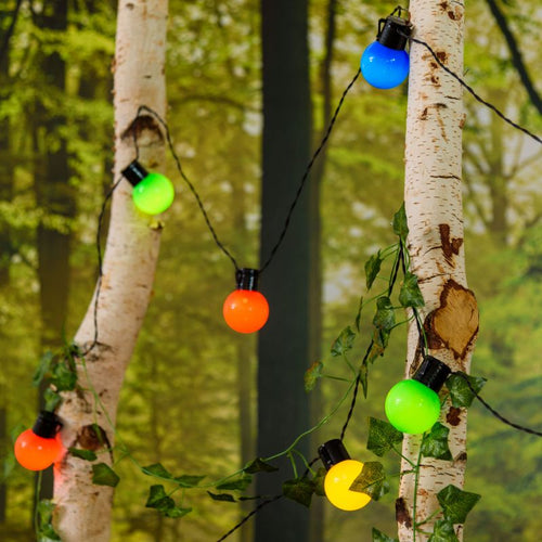 Catena luminosa solare con 15 lampadine a led decorazione per giardino 6 mt