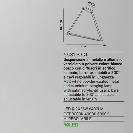 Lampadario moderna Perenz SWAY 6631 B LC LED sospensione orientabile basculante