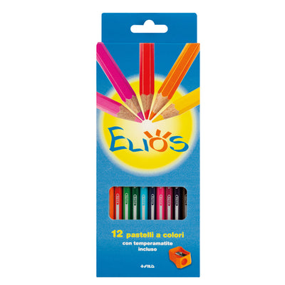 Astuccio 12 Pastelli Elios + Temperamatite Fila