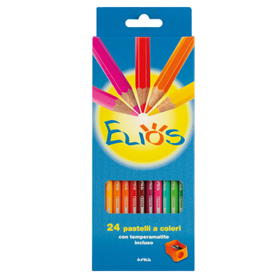 Astuccio 24 Pastelli Elios + Temperamatite Fila