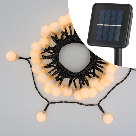 Catena luminosa solare con 50 lampadine a led decorazione per giardino 5 mt