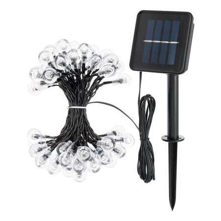Catena luminosa solare con 50 lampadine a led decorazione per giardino 5 mt