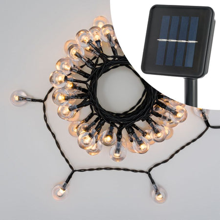 Catena luminosa solare con 50 lampadine a led decorazione per giardino 5 mt