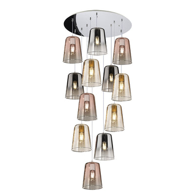 Lampadario Top Light SHADED 1164CR S12 T MC E27 LED vetro colorato lampada soffitto moderna