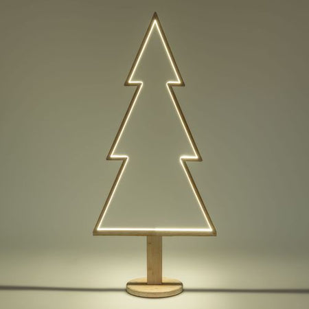 Abete triangolare luminoso con led multicolor e base in legno decorazione natalizia