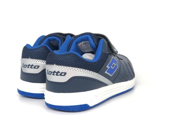 LOTTO Sneaker bimbo in ecopelle blu con strappo e lacci elastici