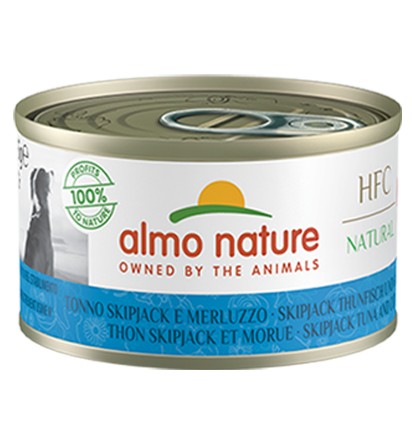 Almo Nature Scatoletta HFC Natural gusto Tonno Skipjack e Merluzzo per Cani Adulti
