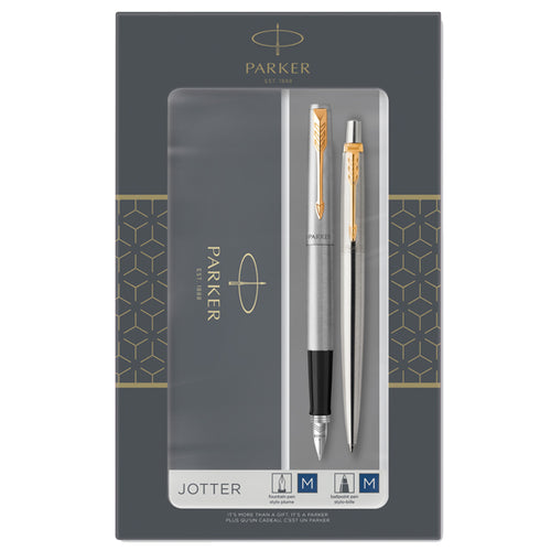 Gift Set Duo Jotter Stainless Steel Gt Sfera+ Stilografica M Parker