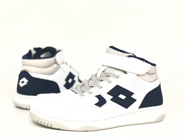 LOTTO Sneaker bimbo mid in ecopelle bianca con strappo e lacci elastici