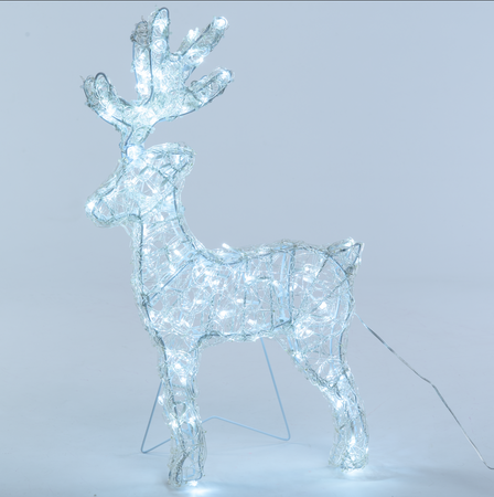 Decorazione natalizia "Renna" 3D con led bianco per uso interno ed esterno