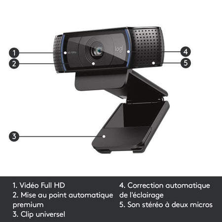 LOGITECH Webcam HD Pro C920 Aggiorna - Microfono incorporato - FaceTime ideale e Skype