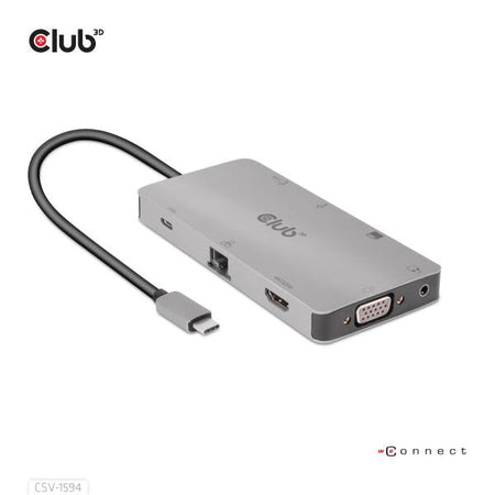 CLUB3D CSV-1594 replicatore di porte e docking station per laptop USB 3.2 Gen 1 [3.1 Gen 1] Type-C Nero, Grigio (Club 3D USB Gen1 Type-C 9-in-1 hub - d)