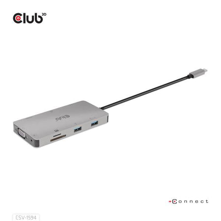 CLUB3D CSV-1594 replicatore di porte e docking station per laptop USB 3.2 Gen 1 [3.1 Gen 1] Type-C Nero, Grigio (Club 3D USB Gen1 Type-C 9-in-1 hub - d)