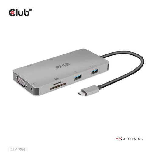 CLUB3D CSV-1594 replicatore di porte e docking station per laptop USB 3.2 Gen 1 [3.1 Gen 1] Type-C Nero, Grigio (Club 3D USB Gen1 Type-C 9-in-1 hub - d)