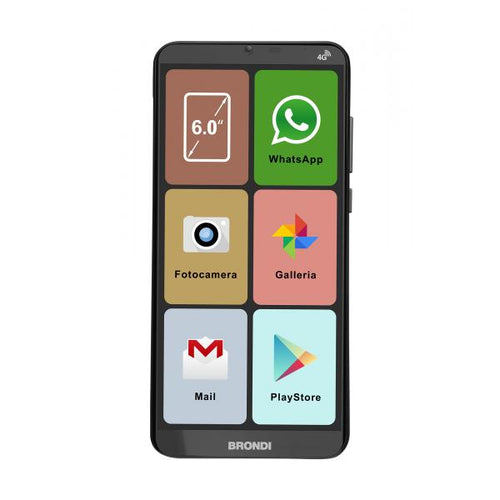 BRONDI AMICO SMARTPHONE XL (NERO) - SMARTPHONE PER ANZIANI - TORCIA - CONTROLLO REMOTO - FOTOCAMERA - CONNETTIVITA 4G
