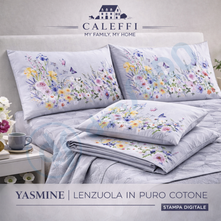 Lenzuola Yasmine ! Caleffi Completo in Puro Cotone