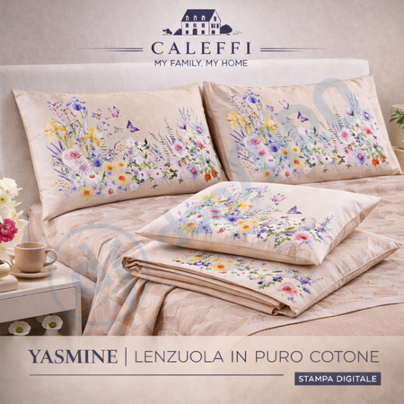 Lenzuola Yasmine ! Caleffi Completo in Puro Cotone